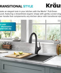 Merlin Transitional Pull-Down Kitchen Faucet With Single Handle Matte Black Finish in modern kitchen setting