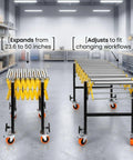 Heavy Duty Table Saw Outfeed Roller Conveyor Table With Adjustable Height Range From 30 To 50 Inches And Lockable Casters for flexible use.