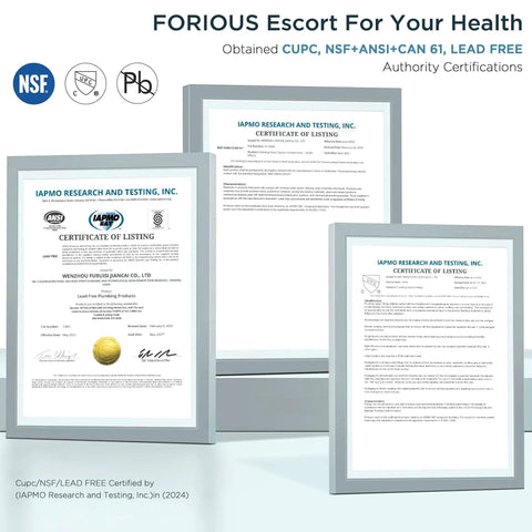 Certification documents for Pull Down Sprayer Kitchen Faucet, Stainless Steel, Black Chrome Finish, IAPMO certified.