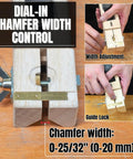 Pro Grade 45 Degree Chamfer Hand Plane For Real Woodworkers With Dead Simple Adjustments Razor Sharp Skewed Blades Plus Rugged Brass Sole For Knockout Edges You Can Truly Trust width adjustment dial with chamfer measurement.