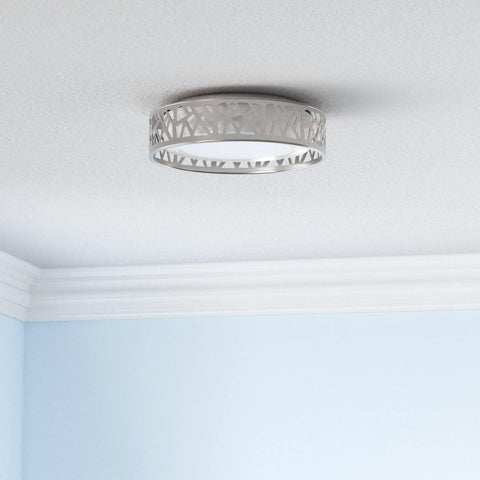 12 Inch Dimmable LED Flush Mount Ceiling Light Featuring 1100 To 1400 Lumens, 3000K Warm White, Brushed Nickel Finish, ETL Listed