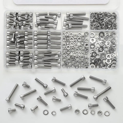 170 Piece M6 Screws Set In 304 Stainless Steel Hex Socket Head Cap Screws Bolts With 7 Lengths Includes 32 Nuts And 46 Lock Washers