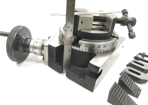 4 Inch Milling Indexing Rotary Table 100 Mm Precision Horizontal And Vertical Setup with M6 Clamp Kit and Round Vise