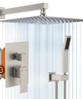 All Metal Shower System With 12 Inch Rain Shower Head And Handheld, Wall Mounted Faucet Set, Brushed Nickel Finish