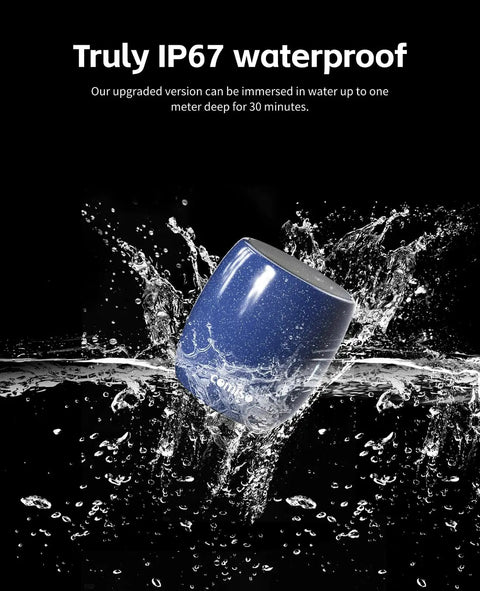 Tiny But Mighty Bluetooth Speaker With 360 Degree HD Stereo Sound And Punchy Bass, IP67 waterproof feature demonstration