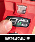 Close-up of two speed settings on 20V Brushless Cordless Impact Wrench Kit With 2.0Ah Battery And 60 Watt Charger, Includes IW6720B10 Bundle.