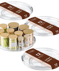 Smooth Operator 12 in Lazy Susan Turntable 4 Pack Crystal Clear BPA Free Plastic Pantry Cabinet Organizer for Spice Rack 360 Spin with jars