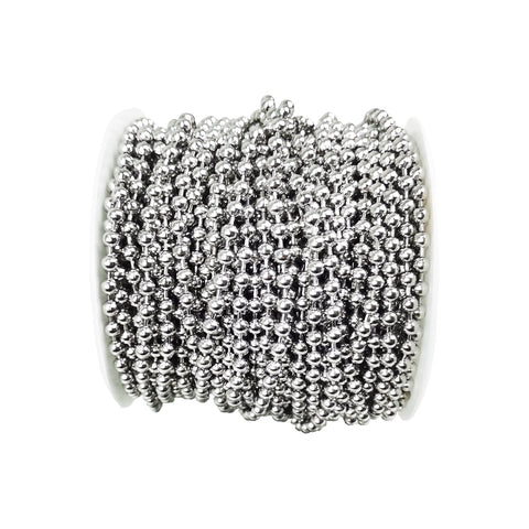 Stainless Steel Ball Chain Spool With 100 Feet of Beads Measuring Three Sixteenth Inch and 100 Clasps for DIY Projects
