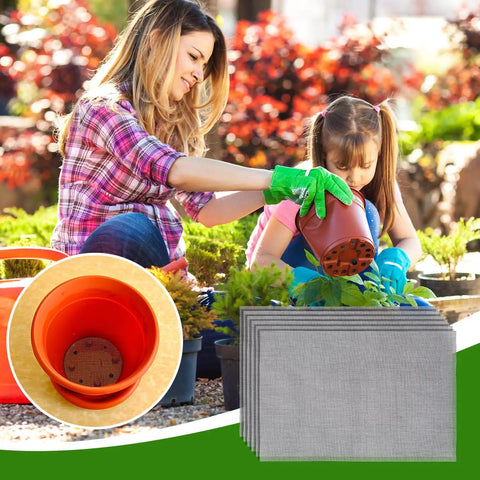 10 Pack Flower Pot Hole Mesh Pads For Superior Drainage 11.8 By 7.8 Inch Bonsai Plant Screen Mesh in gardening scene