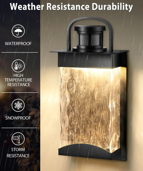 Motion Sensor Outdoor Wall Light With Integrated LED, 1200 Lumen Dusk To Dawn Porch Sconce showing waterproof and weatherproof features