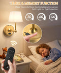 Battery Operated Wall Sconces Set of 2 with remote control features, shown beside a sleeping child, ideal for bedroom decor.