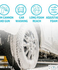 Car being washed with PF22 Foam Cannon And SG28 Trigger Gun Kit For Pressure Washer, Pro Grade Car Wash System, Made In Italy