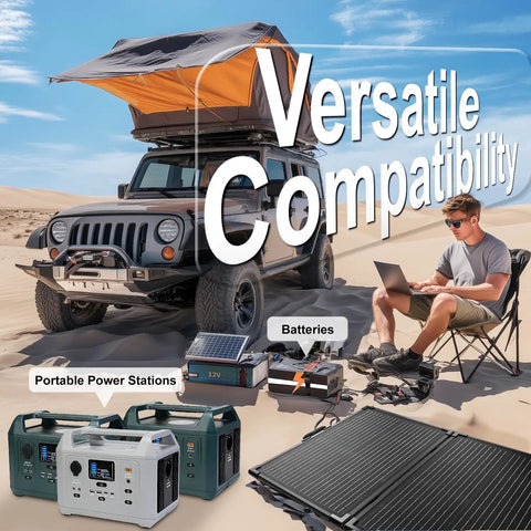 200 Watt Foldable Solar Panel Kit Delivering Top Shelf 23.5 Percent Efficiency And Ultra Light Tempered Glass Tied To A Rock Solid Pwm Controller With Ip68 Waterproof Rating For Road Trip Ready Rv Adventures And Off Grid Camping Power with portable power stations and Jeep