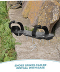 Durable Lawn Aerator Shoes With Metal Spikes For Easy Grass And Lawn Care shown on stone surface with spare spikes