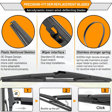 Diagram of features for 24 Inch And 18 Inch Windshield Wiper Blades With 14 Inch Rear Wiper For Mazda CX 5 And CX 9 2017 To 2025.