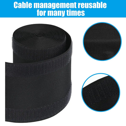 Carpet Cord Cover Cable Protector for Commercial Office Carpet 29.53 Ft Black, roll detail with hook and loop texture
