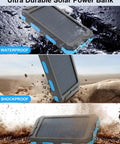 Ultra Portable 38800mAh Solar Charger Power Bank with USB C Input Output Waterproof Outdoor Backup Battery