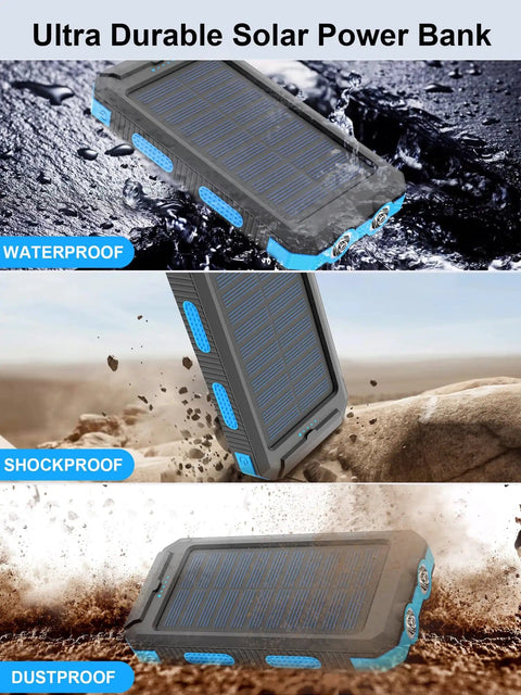 Ultra Portable 38800mAh Solar Charger Power Bank with USB C Input Output Waterproof Outdoor Backup Battery