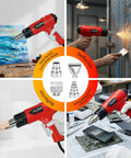 1800W Dual Temperature Heat Gun With 122F To 1202F Range, 4 Nozzles Kit used for crafts, paint removal, and electronics repair