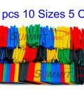 Assorted Heat Shrink Tubing Kit 410 Pieces With Five Colors And Ten Sizes for electronics, showing multicolored tubing