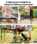 Foldable Camping Table With Storage Net Aluminum Portable Table With Three Height Settings Up To 27.3 Inches in different settings