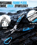 Professional fishing pliers from All In One Fishing Kit With Rod And Reel, Net, Tackle Box, Lures And Pliers, highlighted features