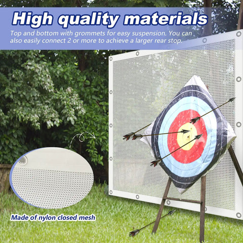 Heavy Duty Archery Backstop Netting 10 X 10 Ft for backyard target practice behind target with arrows