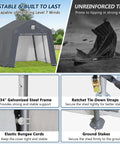 10x10 Outdoor Storage Shed Heavy Duty Portable Shelter Carport With Ventilation Windows And Roll Up Doors Backyard Must Have For Motorcycle Bike Lawn Mower And Garden Tools Gray