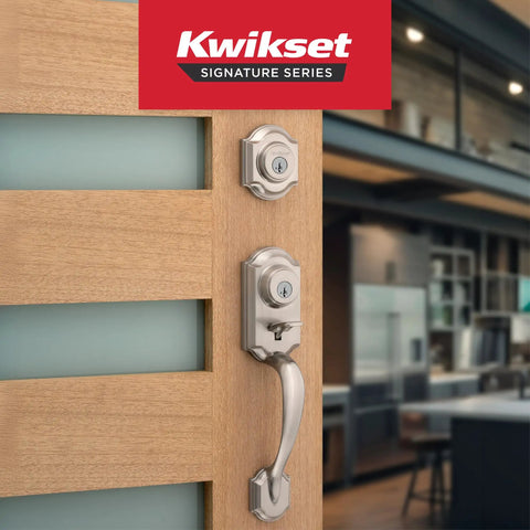 Front Door Lock Set With Deadbolt And Handleset Satin Nickel Exterior Entry Lock With Interior Doorknob Pick Resistant SmartKey Rekey