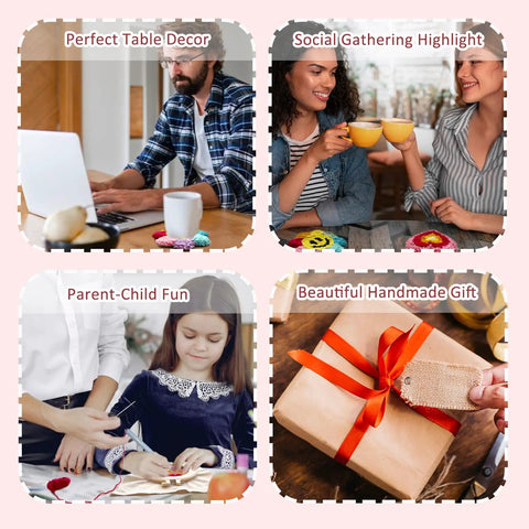 Easy To Use Punch Needle Coaster Kit For Beginners With Embroidery Tools Set DIY Craft Supplies 8 Landscape Pattern Projects