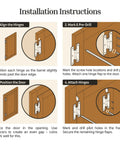 Installation instructions for Heavy Duty Satin Nickel H Hinges For Cabinet Doors Flush Mount Style Solid Steel Build 3 Inch By 1 5 8 Inch Pack Of 8.