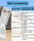 Garage Door Opener Keypad Replacement For Intellicode And DIP Switch Openers, shown with compatibility chart