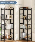 Triple Column 4 Tier Bookshelf With Adjustable Shelves, Wide Convertible Display Unit showing two separate units in a room