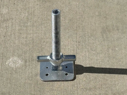 Smooth Turning Adjustable Scaffold Screw Jack And Galvanized Leveling Support With 30K Rating And 12 Inch Travel on concrete surface.