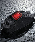 Heavy Duty Outdoor Waterproof Extension Cord With On Off Switch, 6 Foot SJTW Power Cable shown wet with water droplets