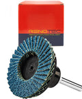 Front view of 30 Piece 2 Inch Mini Flap Discs With 1 Quarter Inch Shank Holder Heavy Duty Zirconia High Density 80 Grit for metal grinding