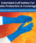 Heavy Duty 14 Mil Latex Exam Gloves Featuring Savage Micro Texture Grip And 12 Inch Extended Cuff Powder Free NFPA Approved Tactical Shield size XL blue gloves for maximum protection.