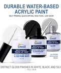 Gloss Appliance Touch Up Paint Kit With Three Color Auto Match White Black Silver For Stoves Refrigerators Washers Dryers Quick Fix For Scratches Chips And Stains with 1 oz bottles and applicator brush.