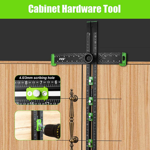 6 In 1 Adjustable T Square With 24 Inch Drilling Positioning Ruler Cabinet Hardware Jig And Marking Gauge Tools For DIY Woodworking