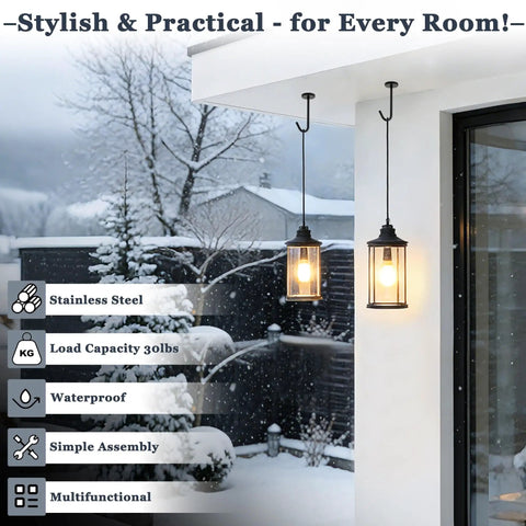 Five Pack Ceiling Hooks For Hanging Plants 110mm Stainless Steel Indoor Plant Hangers Black Matte Rust Resistant Durable Plant Brackets Lanterns Chimes Coffee Mugs Under Cabinet Screw Mounted installed outdoors holding lanterns