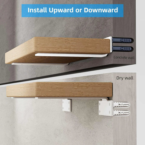 Six Inch Floating Shelf Brackets White 90 Degree Hidden L Shaped Heavy Duty Iron Hardware Supports For Wood Shelves Install Options