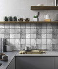 Kitchen with Stainless Steel Peel And Stick Backsplash Tiles 10 Sheets 3D Carven Silver Easy Self Adhesive Wall Decor