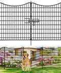 18 Panel No Dig Decorative Fence With Gate For Outdoor Yard And Patio, 33 Inches High, 40.5 Feet Long, Rustproof Metal Wire Edging Garden Barrier