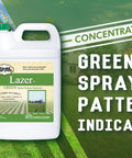 Liquid Harvest Lazer Green spray pattern indicator, 1-gallon jug with green cap, lawn and turf marker dye.