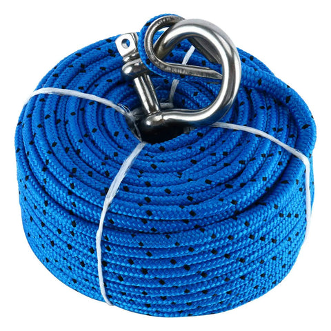 Amarine Made 3/16 Inch By 100 Ft Premium Braided Polypropylene Boat Anchor Rope with stainless steel shackle coiled