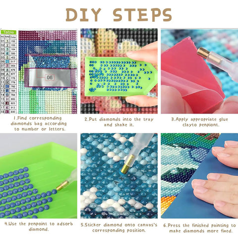 Steps for using Dope Diamond Painting Kit Hanging Pendant Butterfly Sun Catcher with Rhinestone Lamp Art, showcasing tools and techniques.