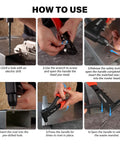 Step-by-step use guide for Heavy Duty Pop Rivet Gun Kit Workhorse With 120 Pieces Rivets And 4 Interchangeable Heads.
