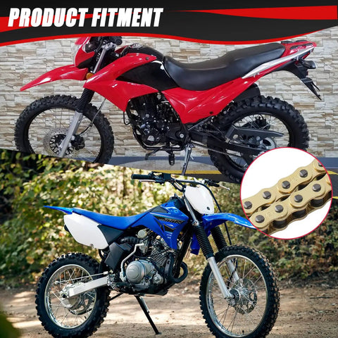 Motorbikes compatible with Gold 132 Link Motorcycle Chain With Breaker Tool For 50cc To 150cc Dirt Bikes ATVs Quad Go Kart