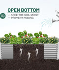 Two Pack 6x3x2 Ft Galvanized Metal Raised Garden Bed With 2 Ft Deep Root Elevation Planter Box Kit showing open bottom design