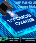 USB Camera With 2.9mm Wide Angle Fisheye Lens 1080P Webcam, 2MP sensor module and OV4689 CMOS chip illustration